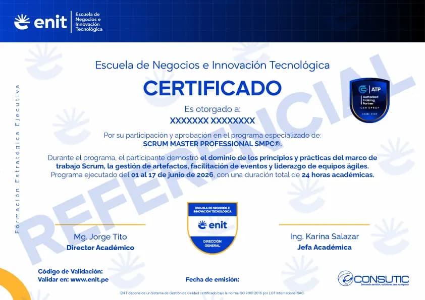 Ejemplo del certificado oficial de ENIT
